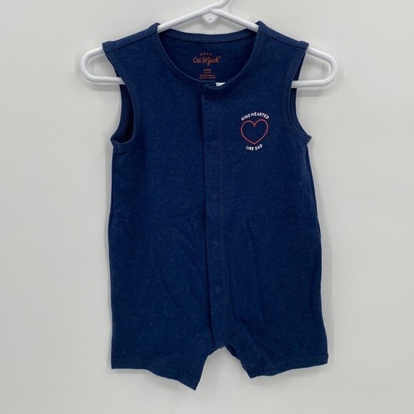 Baby Cat & Jack 6-9 months Shorts Romper Jumpsuit Kind Hearted like Dad New - Picture 1 of 7